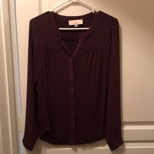 Loft long sleeve burgundy blouse